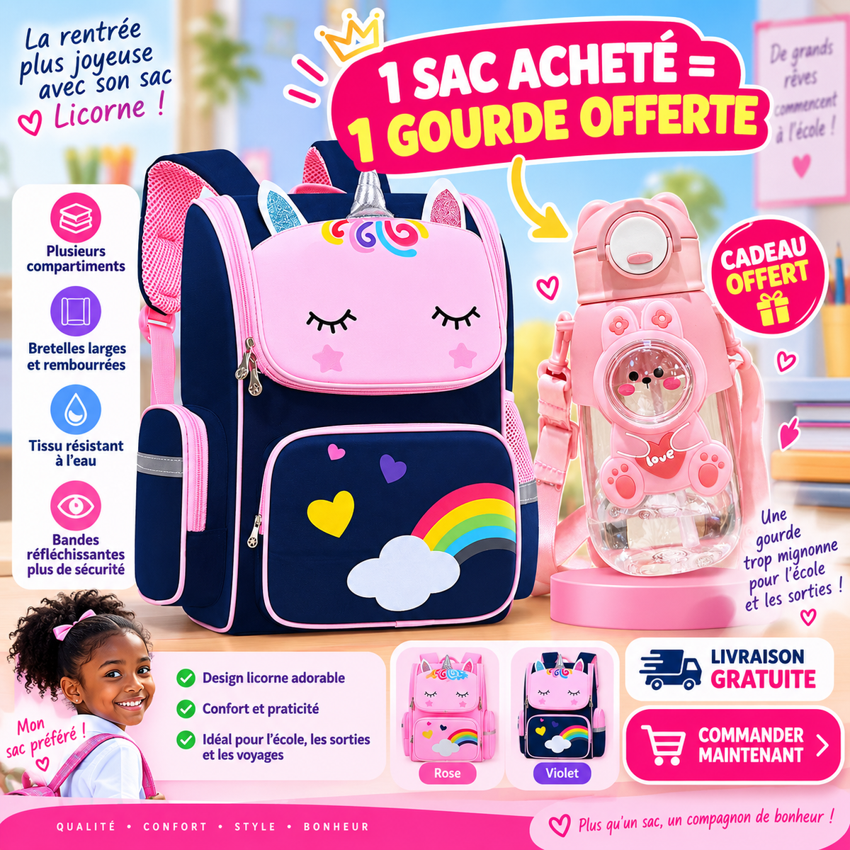 1 SAC À DOS MAGIQUE+1 GOURDE OFFERTE